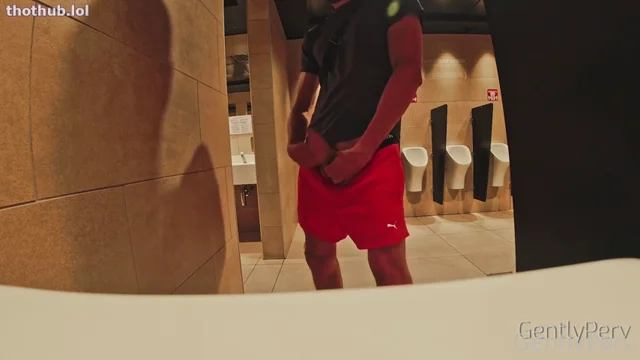 GentlyPerv pass by slut jerk off public toilet