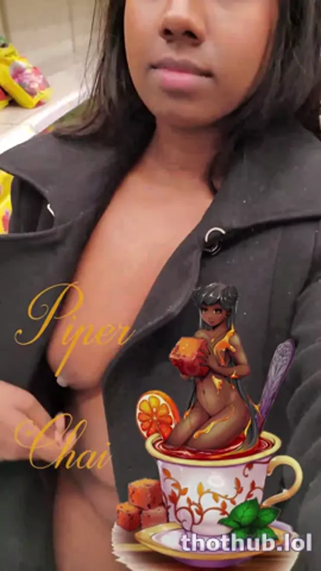 Piper Chai flashing and masturbating in a store