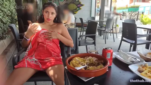Naughty Pocahontas – Naked Masturbation at Restaurant