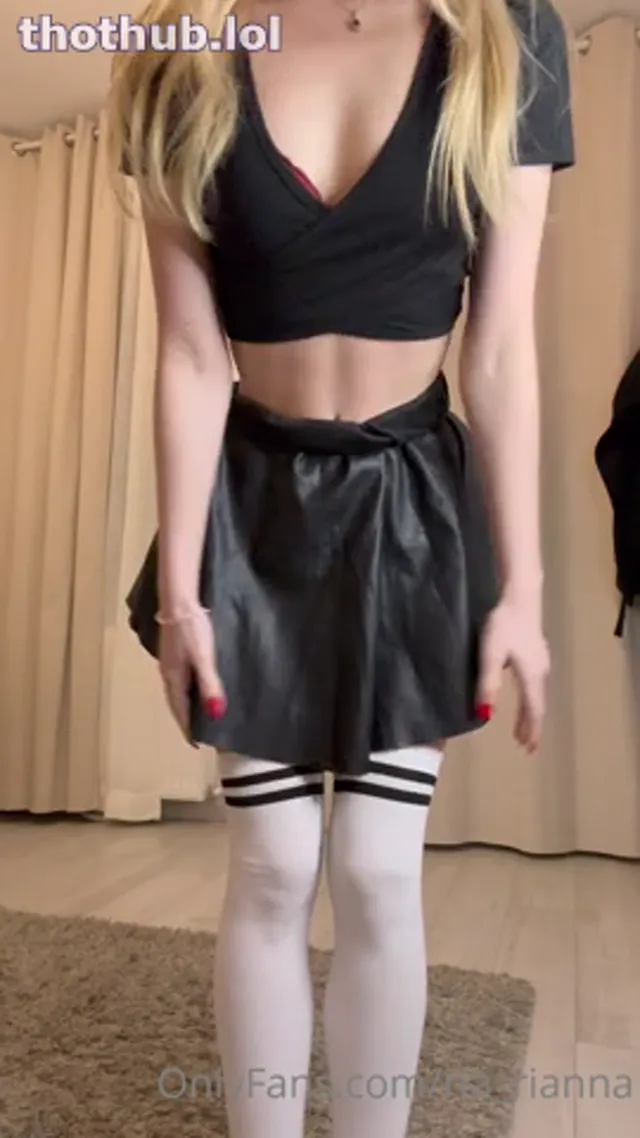 Rianna PoV solo in leather skirt