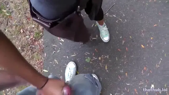 Beautiful Brunette Facial and Cum Walk in Park
