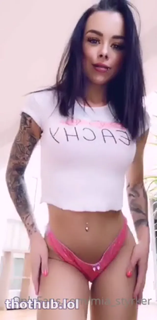 Mia Stryker teases with her pink lace thong