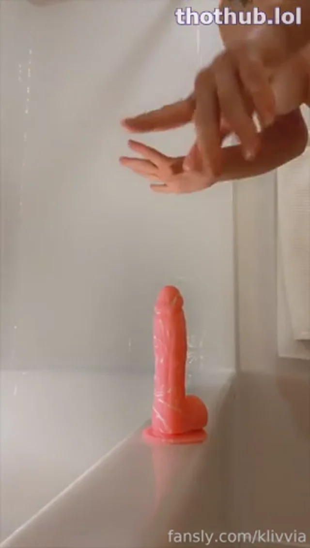 Klivvia riding a dildo in the bathroom