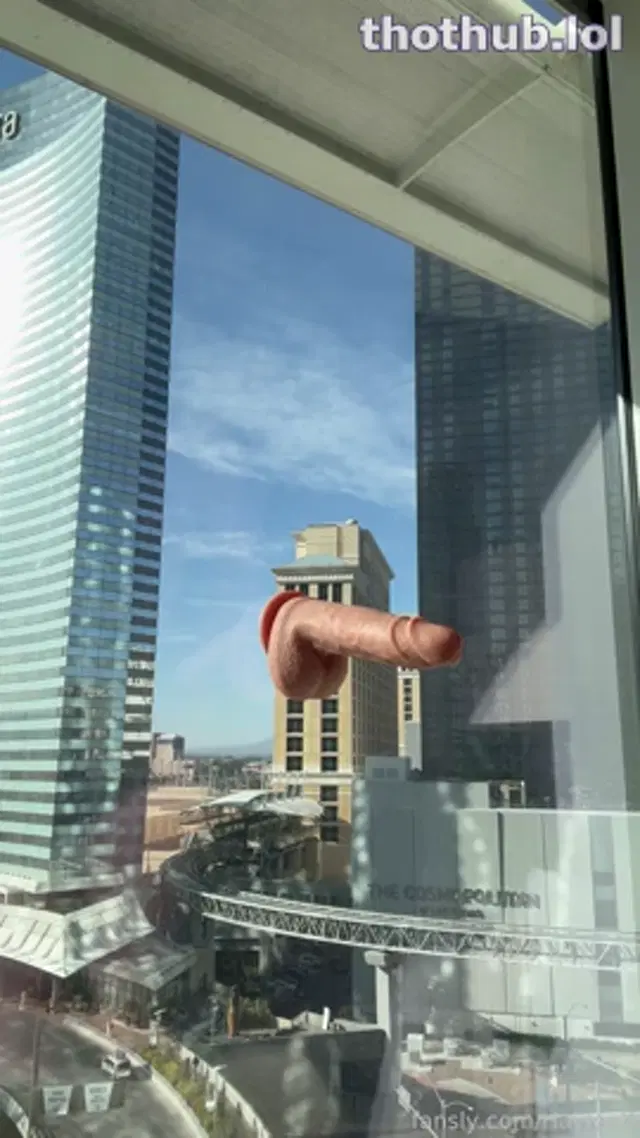 HayleeX POV riding dildo on glass window & squirt