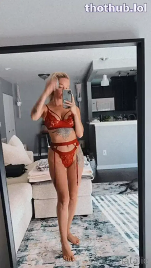 Natalie Hooper red lingerie tease