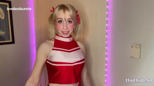 Lewdestbunnie cheerleader stretches with magic cum