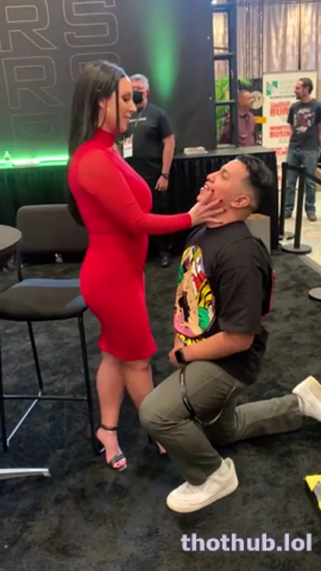 Angela White spitting in a fan’s mouth