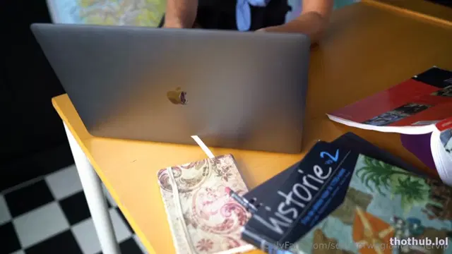 Sexy Norway blonde solo dildo office