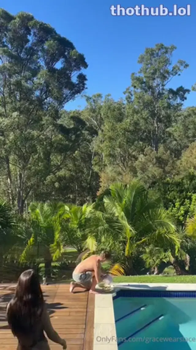 Gracewearslace  Gets Slammed By The Pool On Vacation