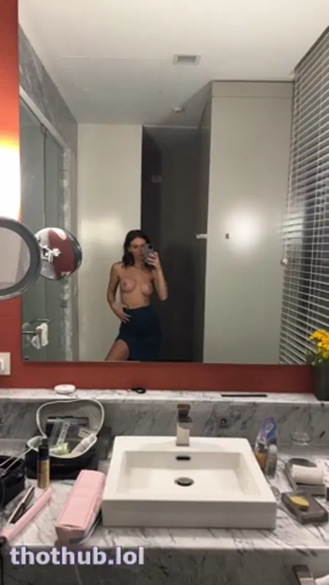 Rachel Cook bathroom selfie black skirt tits