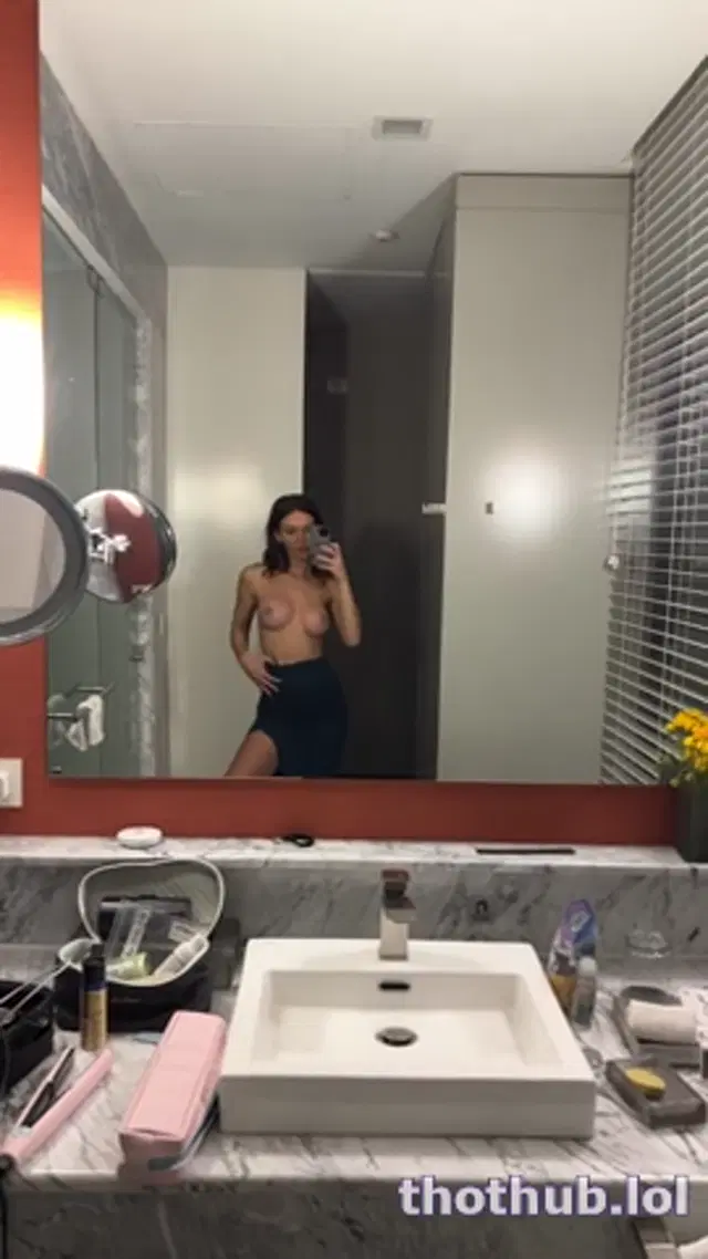 Rachel Cook bathroom selfie black skirt tits