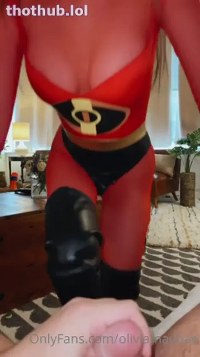 Olivia Mae Dressed as Mrs.Incredible Giving a Blowjob