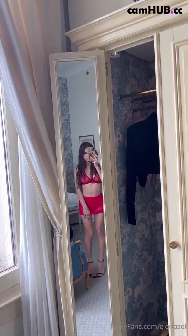 Gloria sol riding dildo red lingerie
