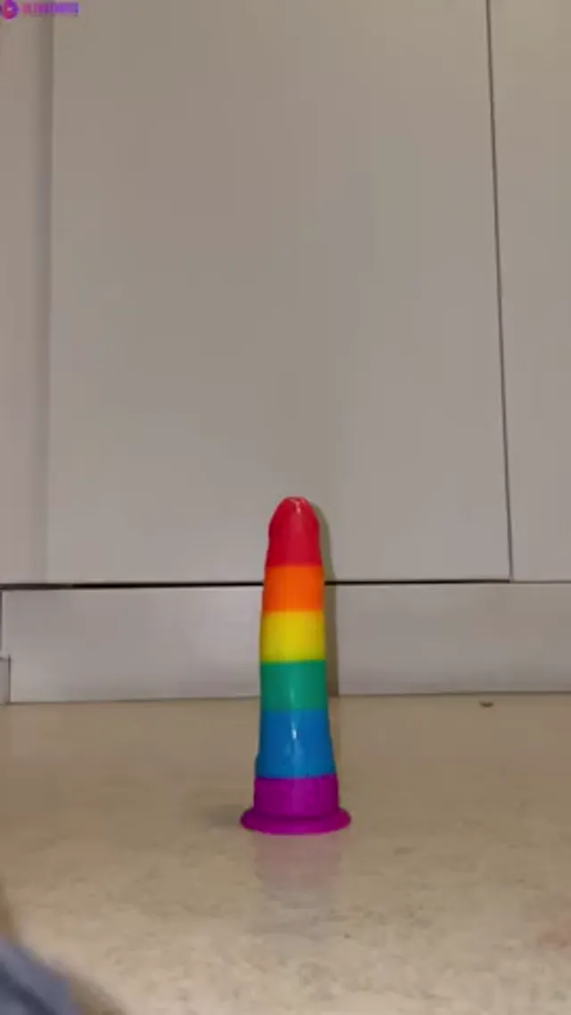 Swedish Nell Riding Thick Rainbow Dildo