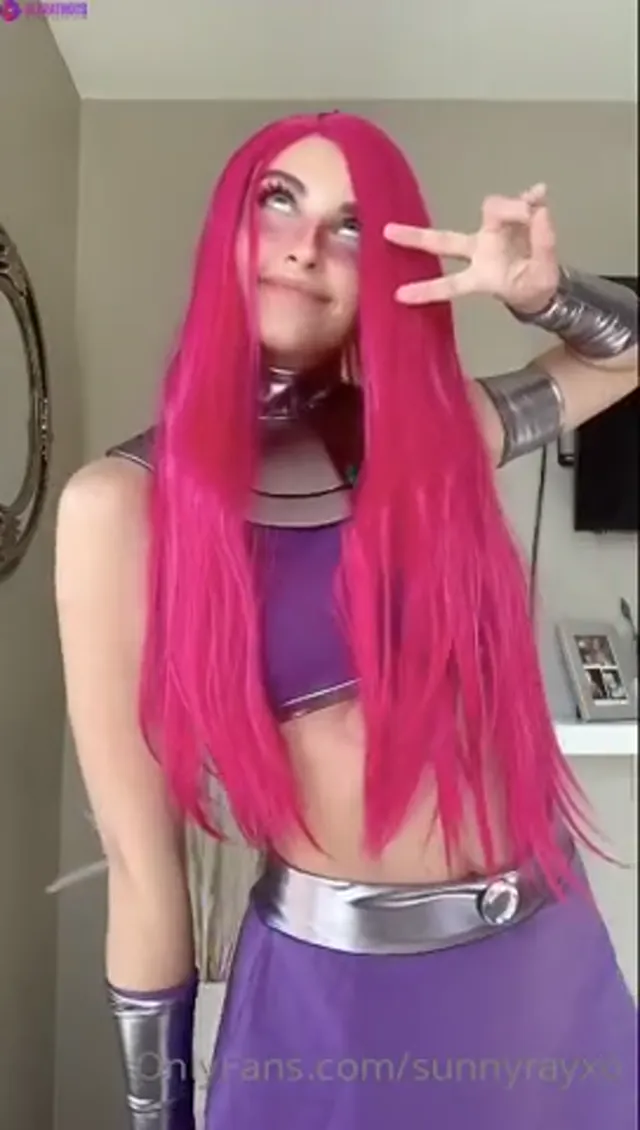 Sunny Ray in Cosplay Strips Naked And Masturbates