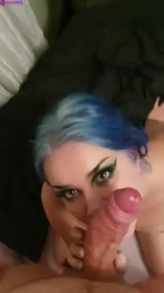 Swedish blue hair slut facial