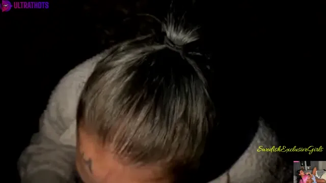 Swedish Tattooed Babe giving Blowjob outside & pussy masturbation