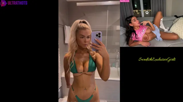 Norwegian Babe TheBelleBunny flashing her big tits in the Mirror & Boob Jiggle