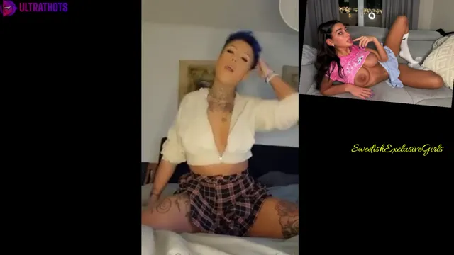 Swedish Tattooed Pierced Milf NenneFriisk Tight horny pussy dildo masturbation in bed