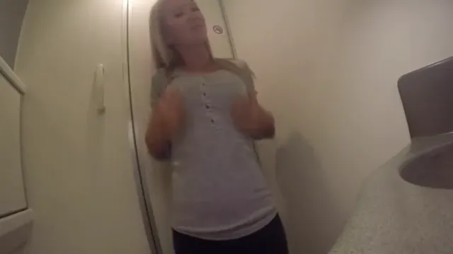 Swedish blonde masturbates on Airplane