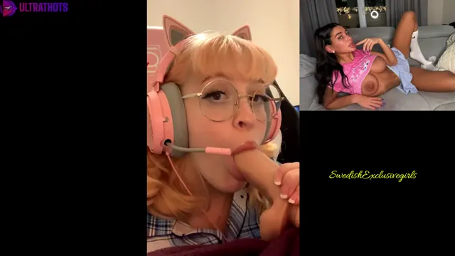 Swedish Nerd Gamer Girl Amadani  Blowjob on dildo