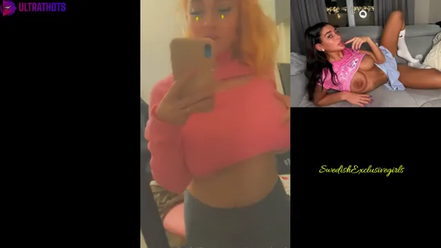 Swedish Girl Gamer Amadani flashing her big tits in mirror