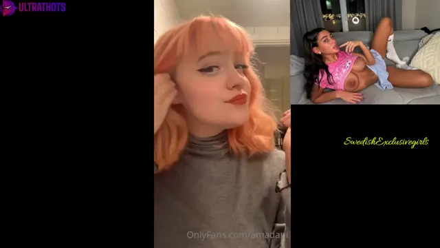 Swedish Redhead Gamer Girl Amadani Flashing her huge titties