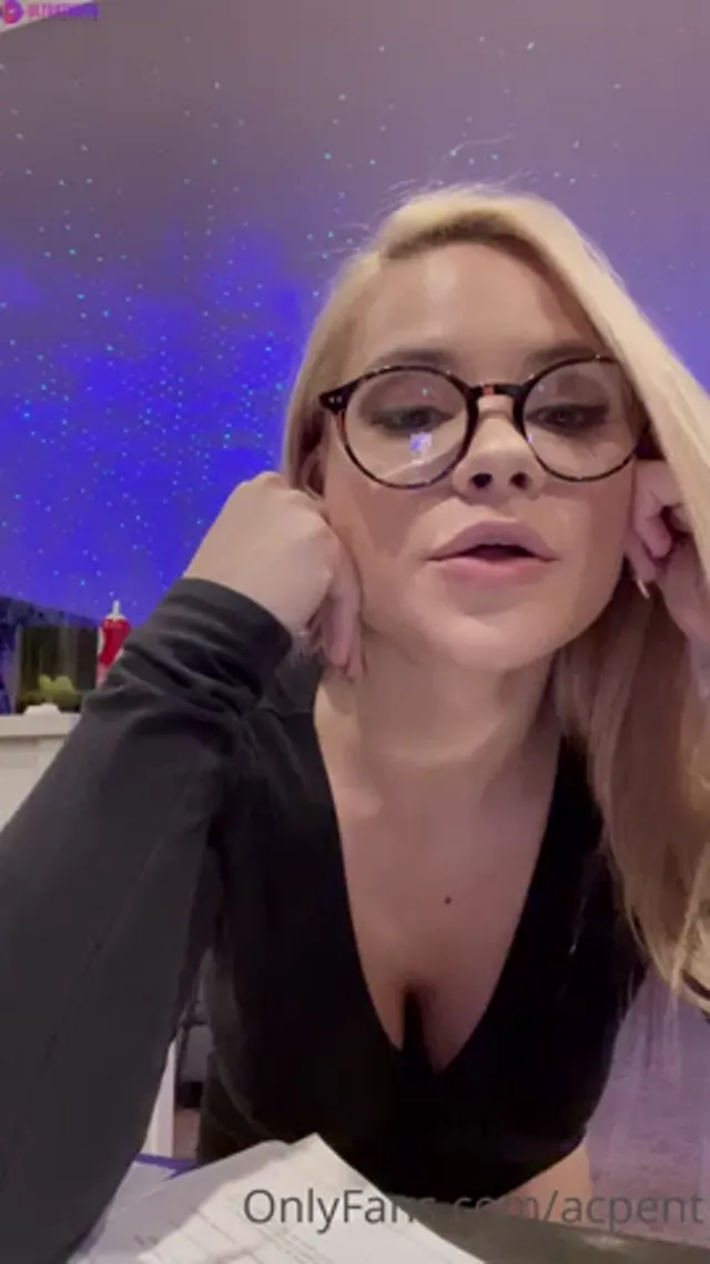 Dressed Blonde Acpent In Glasses Flashing Tits To Cream Nipples