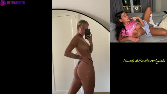 Swedish Tattooed Babe Ida Olofsson showing her naked tits in mirror