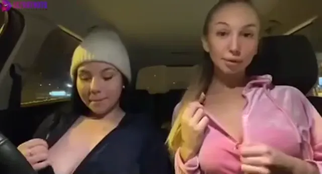 Swedish Alvanovaa and Nathalie show tits in car