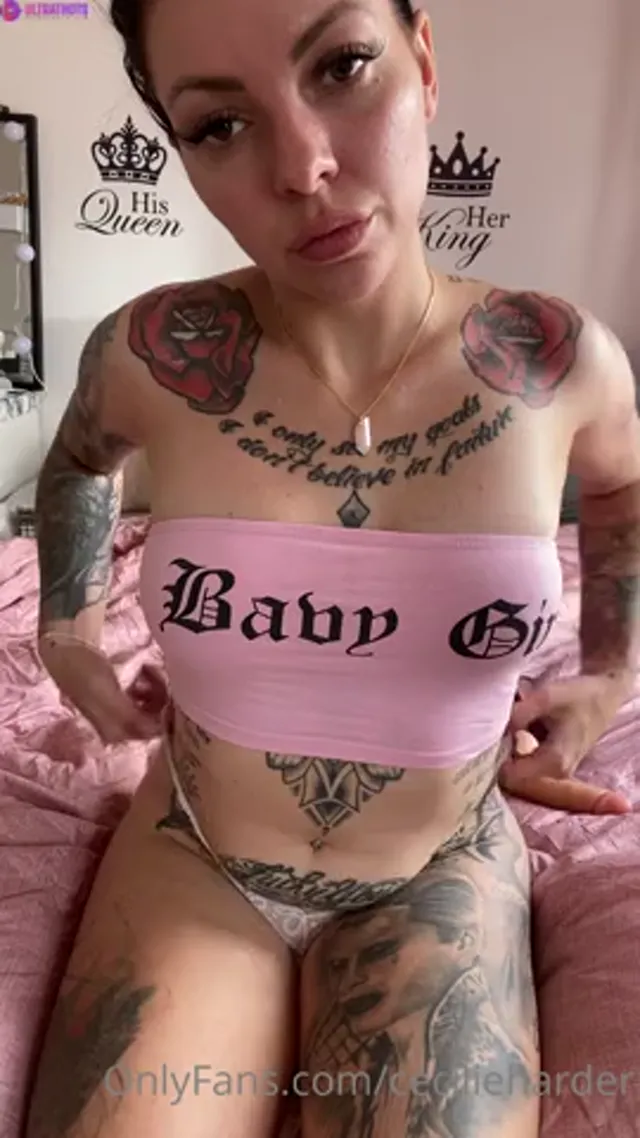 Tattooed Danish Babe Cecilie Harder Masturbating with Toys