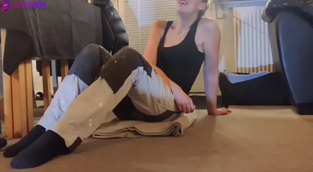 Danish Louise Pedersen anal fucked in work clothes