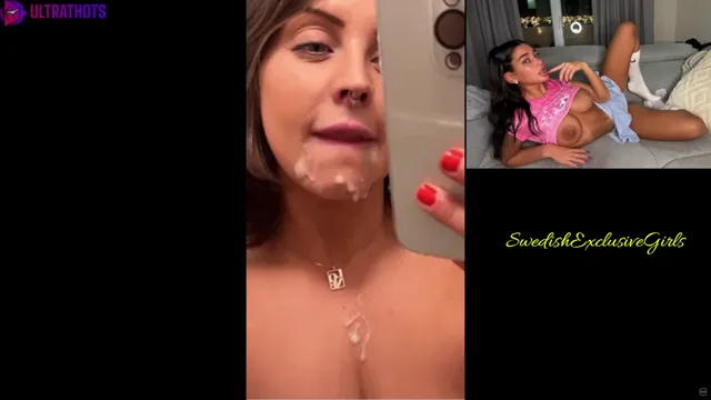 Swedish Babe FitnessErika Filming Herself With Cum Dripping From Face