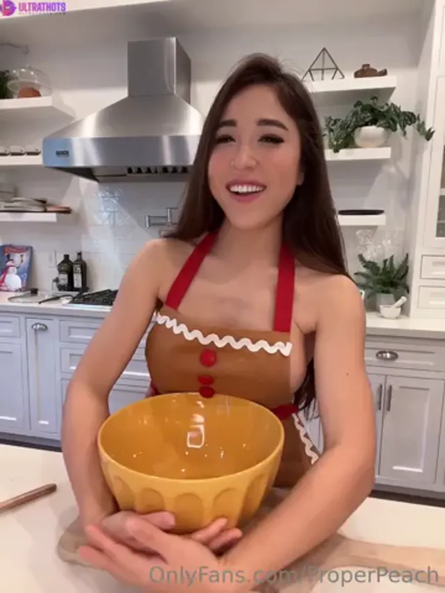 ProperPeach – Sexy Baking And Topless Strip
