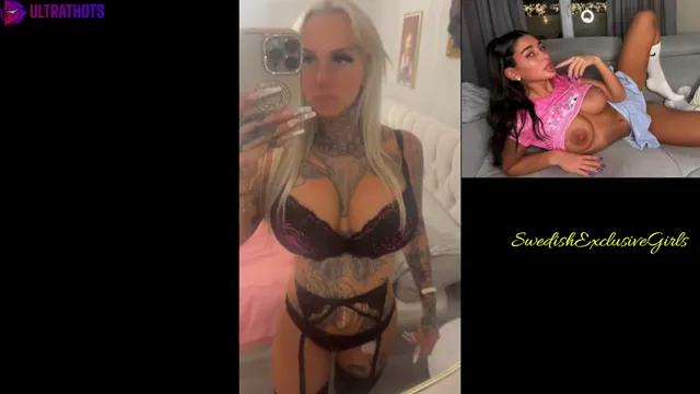 Swedish Tattooed Babe Paulina Alatalo Filming Her Sexy Body In Mirror