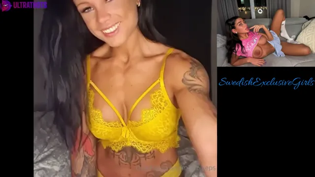 Swedish Muscular Tattooed Babe MissBiceps Hot Striptease