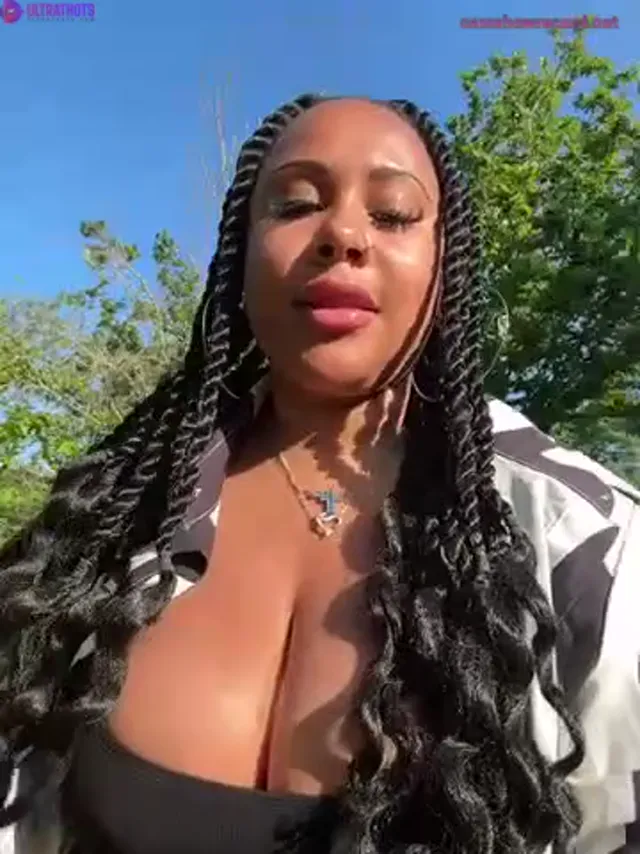 Swedish Ebony Babe HaileyDiana Playing With Her Big Tits & Pussy Outside