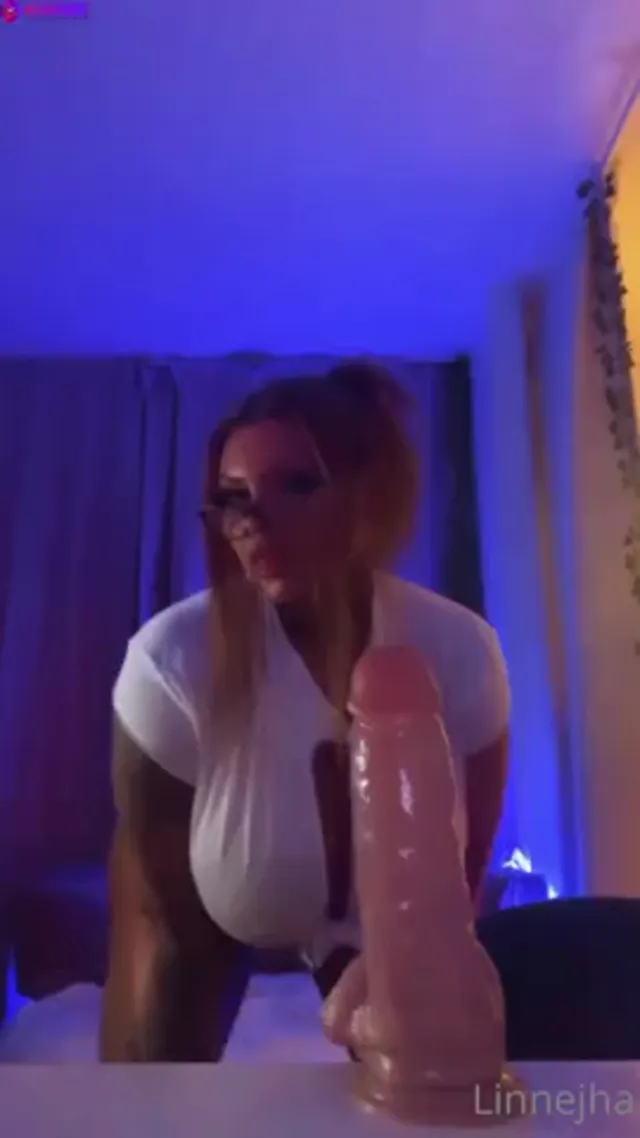 Linnejha rides dildo in teacher outfit