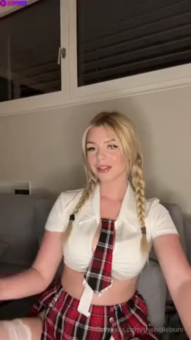 Norwegian Babe TheBelleBunny Sexy Schoolgirl Fingers Her Tight Horny Wet Pussy