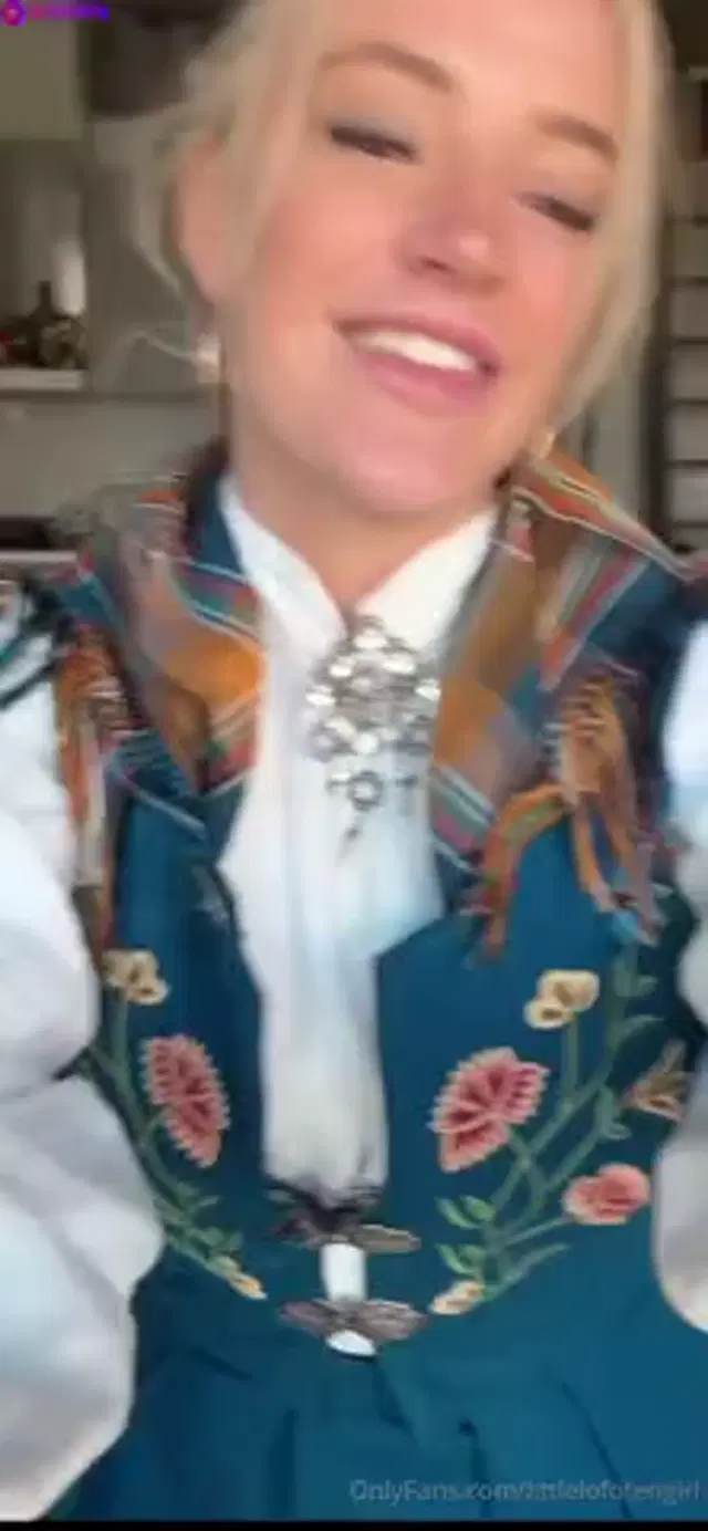 Norwegian Babe LittleLoFoten Fingers Her Tight Pussy In Norwegian National Costume
