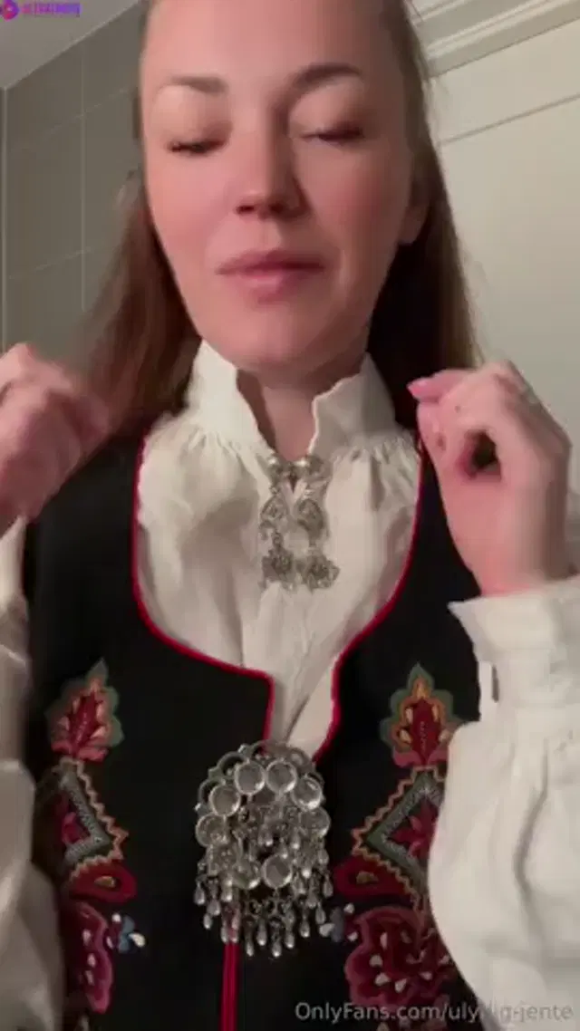 Norwegian Bunad Brunette Fingers And Squirts