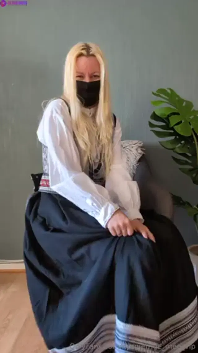 Norwegian Bunad Blonde MILF Teases, Fingers And Uses Dildo