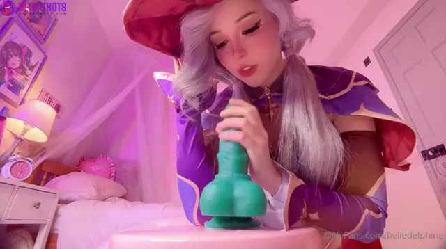 Belle Delphine Riding Huge Dildo in Witch Cosplay